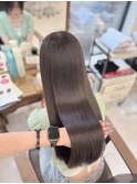 髪質改善 透明感カラー アッシュブラウン オリーブグレージュ