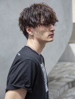 フェザーパーマブルーブラックサーフカールスパイキーショート
