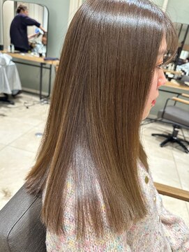 マイラ 銀座(myla) 小顔前髪質改善ストレートココアベージュオリーブグレーアッシュ