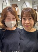 30代40代50代耳かけショートボブ前髪あり丸みショート白髪ぼかし