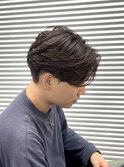 ナチュラルセンターパートニュアンスフェザーパーマ柏駅刈り上げ