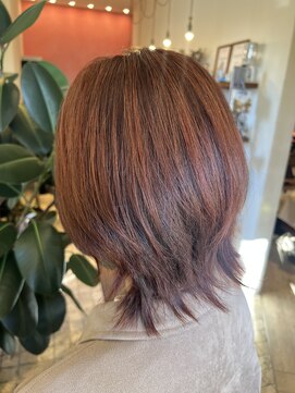ブランシェ ヘアデザイン(BLANCHE hair design) 肩ハネウルフ☆レッドオレンジカラー