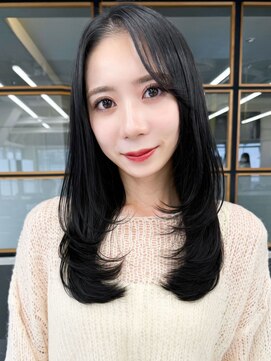アース 市川店(HAIR & MAKE EARTH) ブリーチなしカラー◎韓国レイヤーカット/春/顔周り小顔