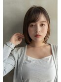 大人かわいい前髪セシルカットココアブラウンフリンジウェーブ