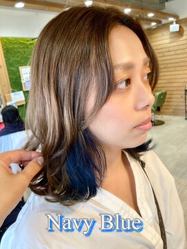 マーブル ヘアー(marble hair) ネイビーブルーインナーカラー◎20代30代40代50代60代