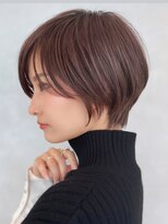 表参道白髪ぼかしハイライトウルフショートボブグレージュ40代