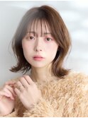 レイヤーボブ/ひし形フォルム/シースルーバング/マロンベージュ