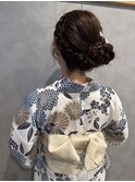 浴衣着付け/編み込みサイドお団子/ロング