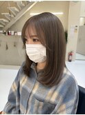 長野市美容室/透明感ミディレイヤーブラウンベージュ
