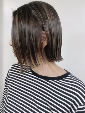 モリオフロムロンドン 原宿本店(morio from London) 【morio原宿】切りっぱなしボブ　ハイライトカラー