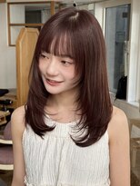 バイオレット 表参道店(Violet)&nbsp;ミディアムレイヤーココアブラウン顔周りカットレイヤーTK-49
