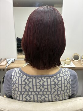 ヘアーアートシフォン 池袋西口店(Hair art chiffon) チェリーブラウン/丸顔/ミニウルフ/白髪ぼかし/髪質改善