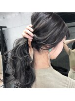 ルート 南堀江(route)&nbsp;ナチュラルハイライト×レイヤーロング[アッシュブラック]◎20代