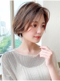 大人かわいい/ショートボブ/小顔ショート/艶カラー/20代30代40代