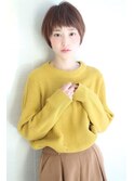 ことりベージュネイビーカラー毛先パーマ小顔ワンサイドショート