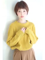 オーロ 緑地公園店(ORO)&nbsp;ことりベージュネイビーカラー毛先パーマ小顔ワンサイドショート