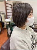 斜めバング グレージュカラー デザインカラーシルキーベージュ