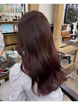 ナンバー アンフィール 渋谷(N° anfeel) ブリーチなしワインレッドカラー