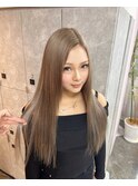 ハイトーングレージュプルエクステダブルカラーレイヤーカット