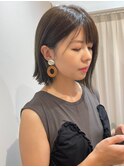 切りっぱなし前下がりボブ