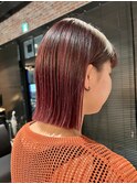 20代30代40代ワンカール小顔補正立体カットピンクアッシュ