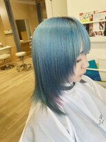 チェレ アズーリ 狭山店(Chere azuri)&nbsp;顔回りレイヤー・ウルフレイヤー・ターコイズ・ブリーチデザイン