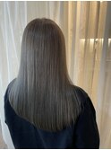 透け感オリーブベージュ×艶ストレート