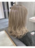 白髪ぼかし　極細ハイライトカラーとペールベージュ