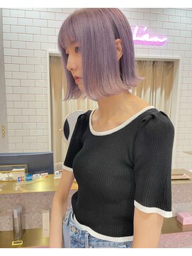 ロンド レア 天神大名店(Lond Le’a) インナーカラー/イヤリングカラー/ミルクティベージュ/ボブ/博多