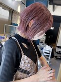 【ブリーチ+ワンカラー】透明感カラー外ハネボブラベンダー