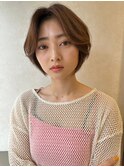 大人ショートボブ丸みショートカットマッシュショート前髪なし