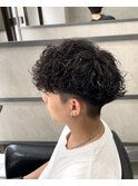 波巻きスパイラルマッシュ刈り上げツーブロックショート
