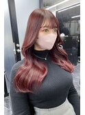 ピンクブラウン 顔まわりレイヤーカット 【韓国ヘア 大阪 梅田】