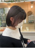 イヤリングカラーモーヴピンク×内巻きボブ!