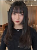 顔周りレイヤーカットくびれヘアミルクティーベージュカラー