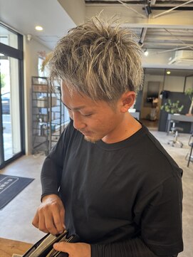 ナンバー(number+) 無造作メンズベリーショート☆ツーブロックハイライト