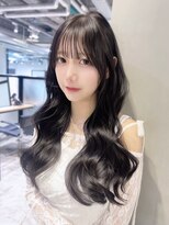 アルバム 池袋(ALBUM)&nbsp;暗めカラー韓国ヘア前髪カット顔周りレイヤーロング_F50787