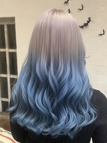 ベル 表参道Terrace(Belle)&nbsp;グラデーションカラー水色カラーホワイトシルバーワンホンヘア