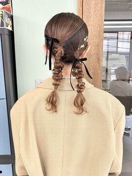 ヒビヲ(HIBIO) 編みおろしお呼ばれヘア結婚式ヘアセット韓国アレンジタイトヘア