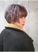 ピンクラベンダー/マッシュショート/波ウェーブ/アディクシー