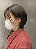 ◯ショートボブ 丸みショート 透明感 グレージュ