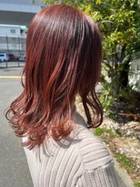 ナカオコアフュール(NAKAO COIFFURE) 外ハネヘア　レイヤーカット　チェリーレッド　艶髪