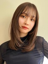 ノイカーム(noi Calm)&nbsp;顔周りレイヤーカットグレージュカラーくびれボブベージュカラー