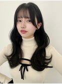 ★似合わせカットシースルーバングこなれミディダークアッシュ