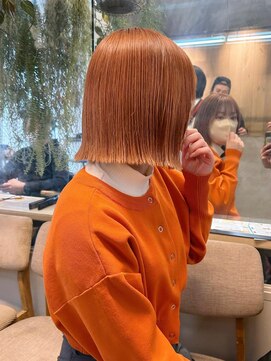 ロマリア 渋谷 渋谷宮益坂(Lomalia) 【Lomalia渋谷】切りっぱなし オレンジ シアーカラー セミディ