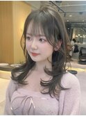 メルティカラーウェーブミディアム似合わせカット顔周りレイヤー