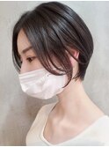 横浜西口大人ショートボブココアベージュ前髪なしグレージュ40代