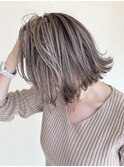 バレイヤージュグレージュハイライトダブルカラーケアブリーチ