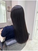 地毛風透明感暗髪カラー