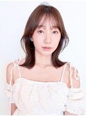 ★前髪あり韓国レイヤーボブミルクブラウンくびれヘアヨシンモリ